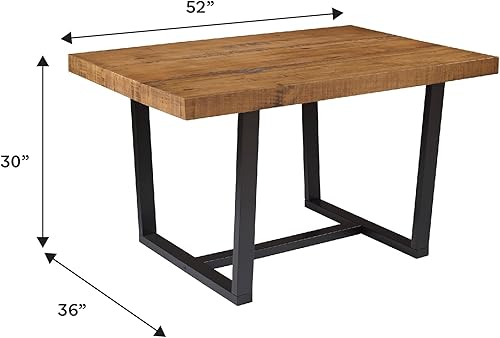 Miniatura 3 de Walker Edison mesa de comedor rectangular para 6 personas, de madera desgastada, de estilo moderno y campestre, 52 pulgadas, roble rústico Roble