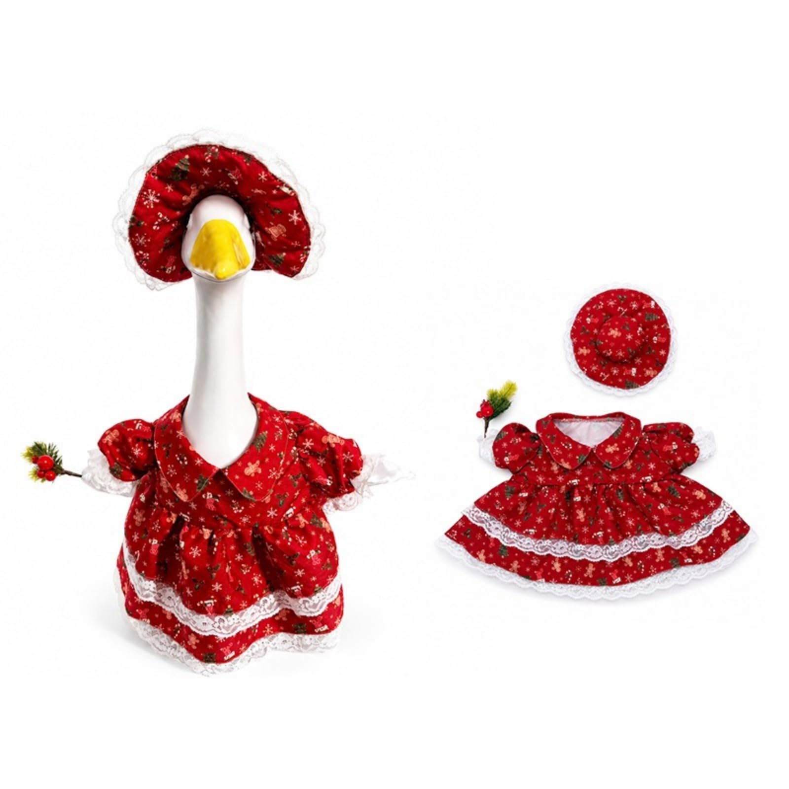 Duanjiwgs Red Jhuajisfc Christmas Porch Goose Outfit For 23" Outdoor Lawn Statue Decor