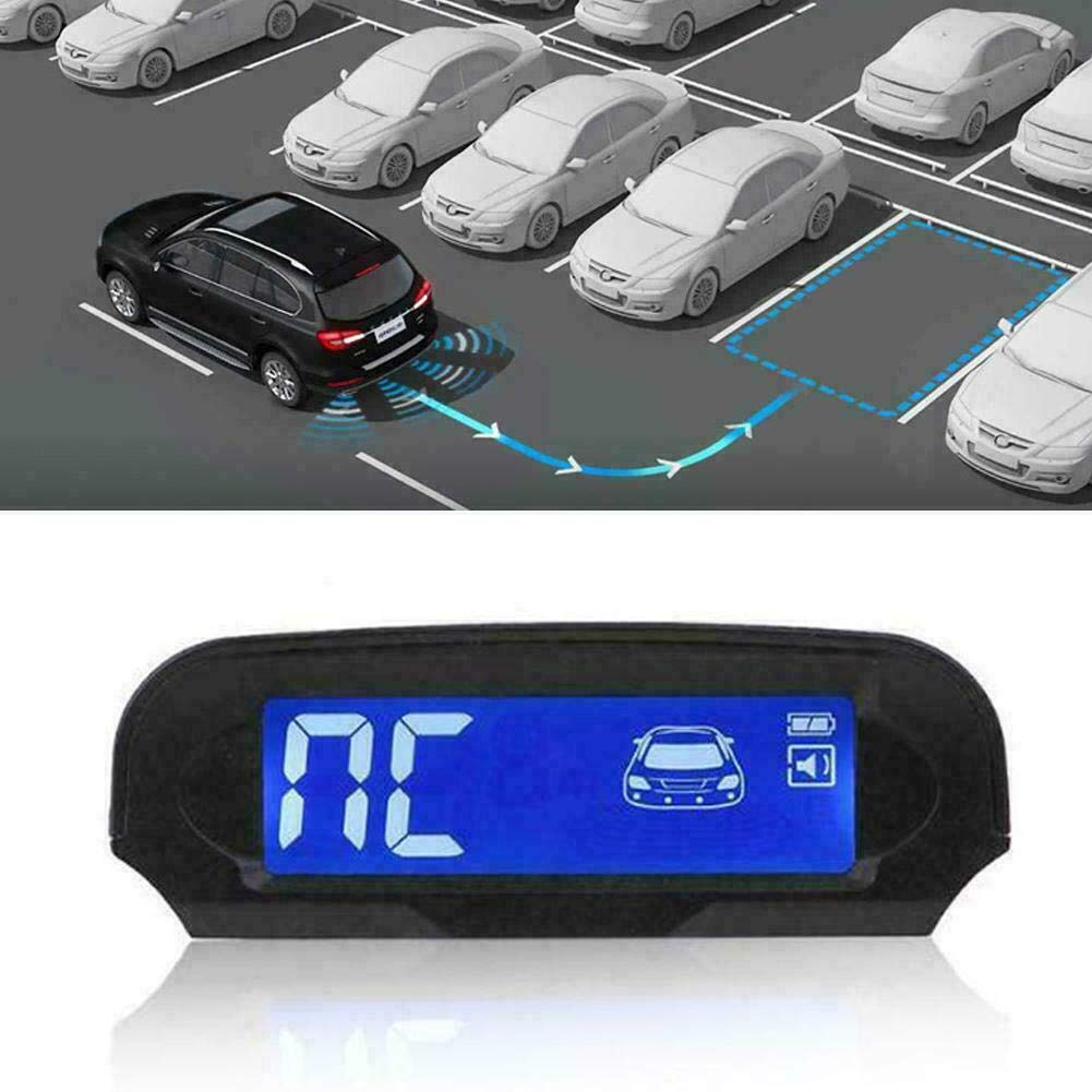 Riloer - Sensore di retromarcia, display LCD, sensore di parcheggio, kit 4 sonde, a energia solare, wireless, indicatore di parcheggio per invertire l'allarme radar