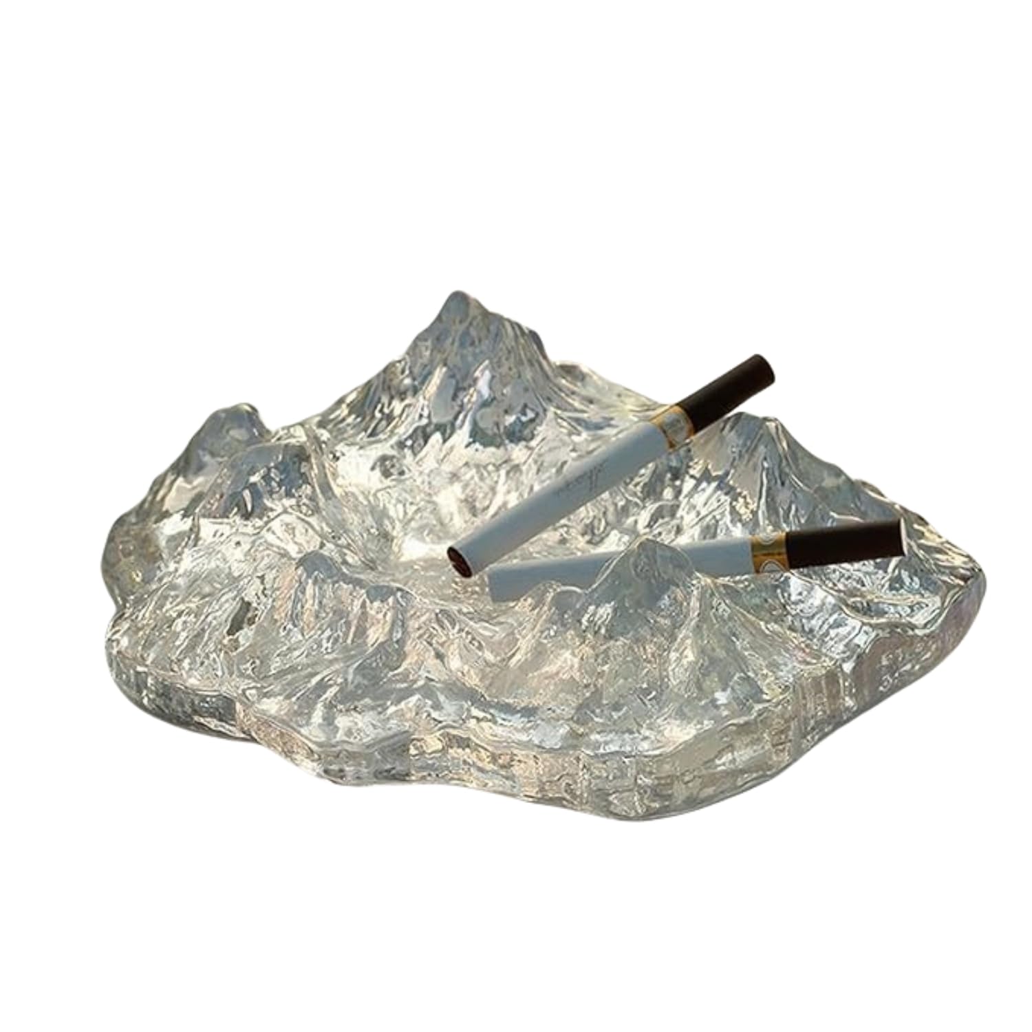 Eschur Personalized Glass Ashtray in Iceberg Design for Smokers - Transparent Model, Iceberg Shaped Glass Ashtray with Unique Style - Ideal for Any Smoker - 1 Count (Style-01)