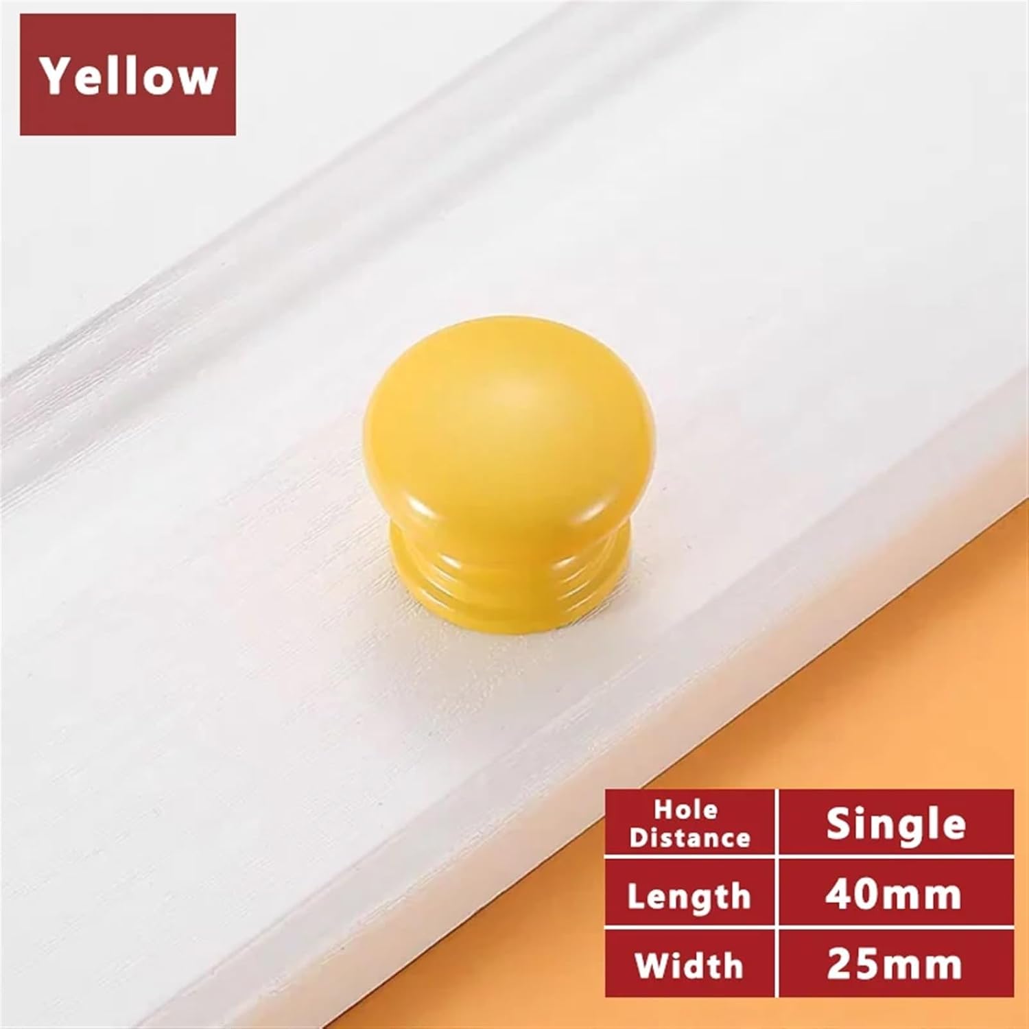 Colorful Wooden Cabinet Handles and Knobs Room Handles Decoration Wardrobe Cupboard Drawer Knobs Furniture Pulls 2Pcs(Yellow Single Hole)