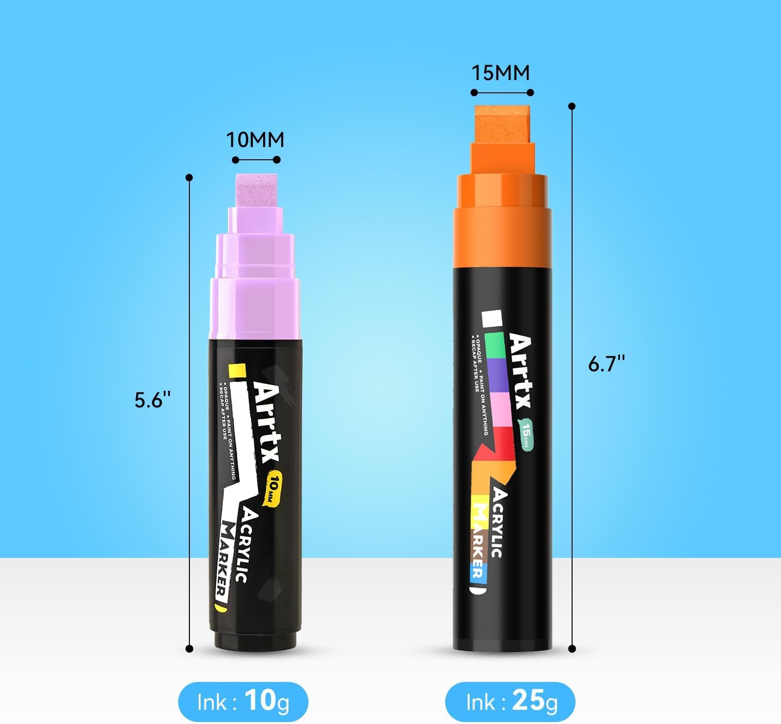 Arrtx Jumbo Poster Markers, 10mm Jumbo Felt Tip 12 Colors, Acrylic Paint Markers Permanent Paint Pens for Rock Painting, Blackboards, Windshield, Outdoor Paintings DIY Crafts Making