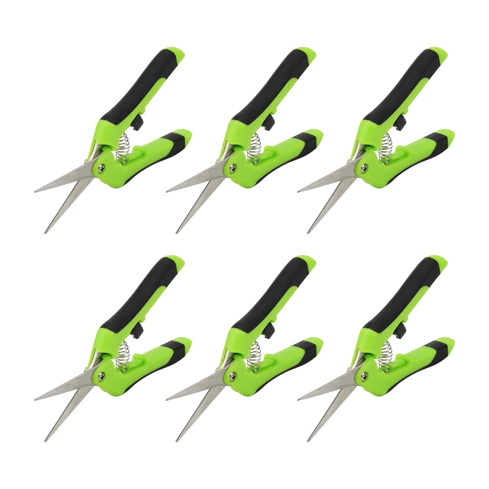 Zeonhak Green 6 Pcs 6.5 Inch Bud Trimming Scissors, 16.5Cm Micro Tip Hand Pruning Snip, Straight Tip Pruning Shears For Gardening Plant