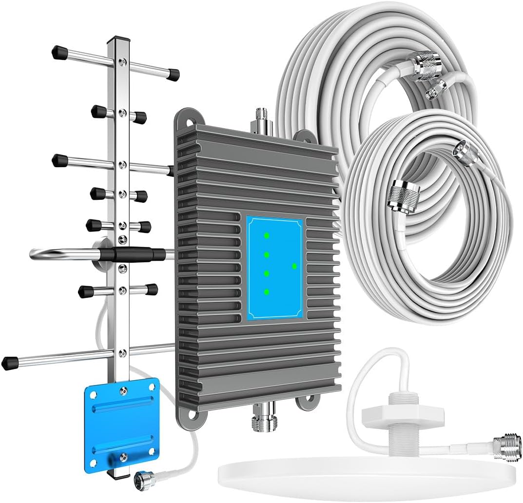 Cell Phone Signal Booster Boosts 5G 4G LTE Band 2/4/5/12/17/13 for All U.S. Carriers Verizon, ATT, Sprint, Outdoor Directional and Indoor Omni-Directional Antenna Kit, FCC Approved