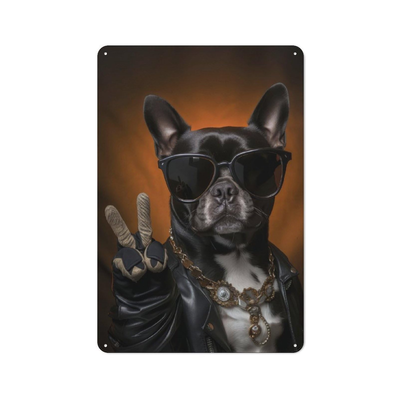 Junmoney Pit Bull In Sunglasses Vintage Tin Sign 30X20cm For Home Bar Wall, For Collectors Of Vintage Metal Wall Decor