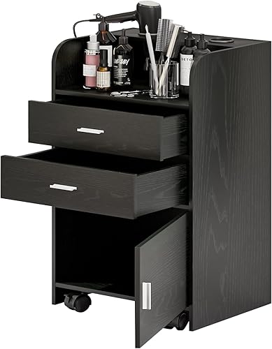 Estación de salón de belleza, estación de belleza rodante para estilista, gabinete de almacenamiento de peluquería con ruedas, mesa de salón con 2