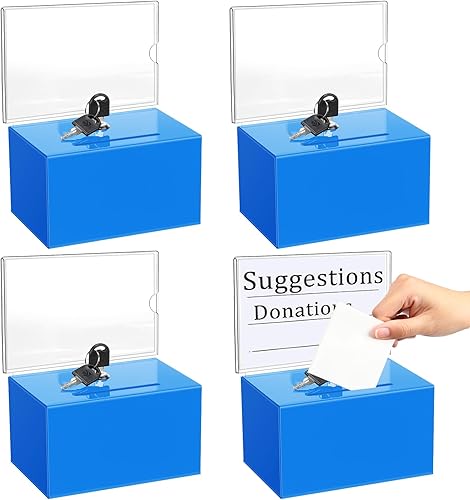 Caja de donación acrílica de 4 piezas para recaudación de fondos con candado y soporte para letreros, caja de donación con punta de tarro para