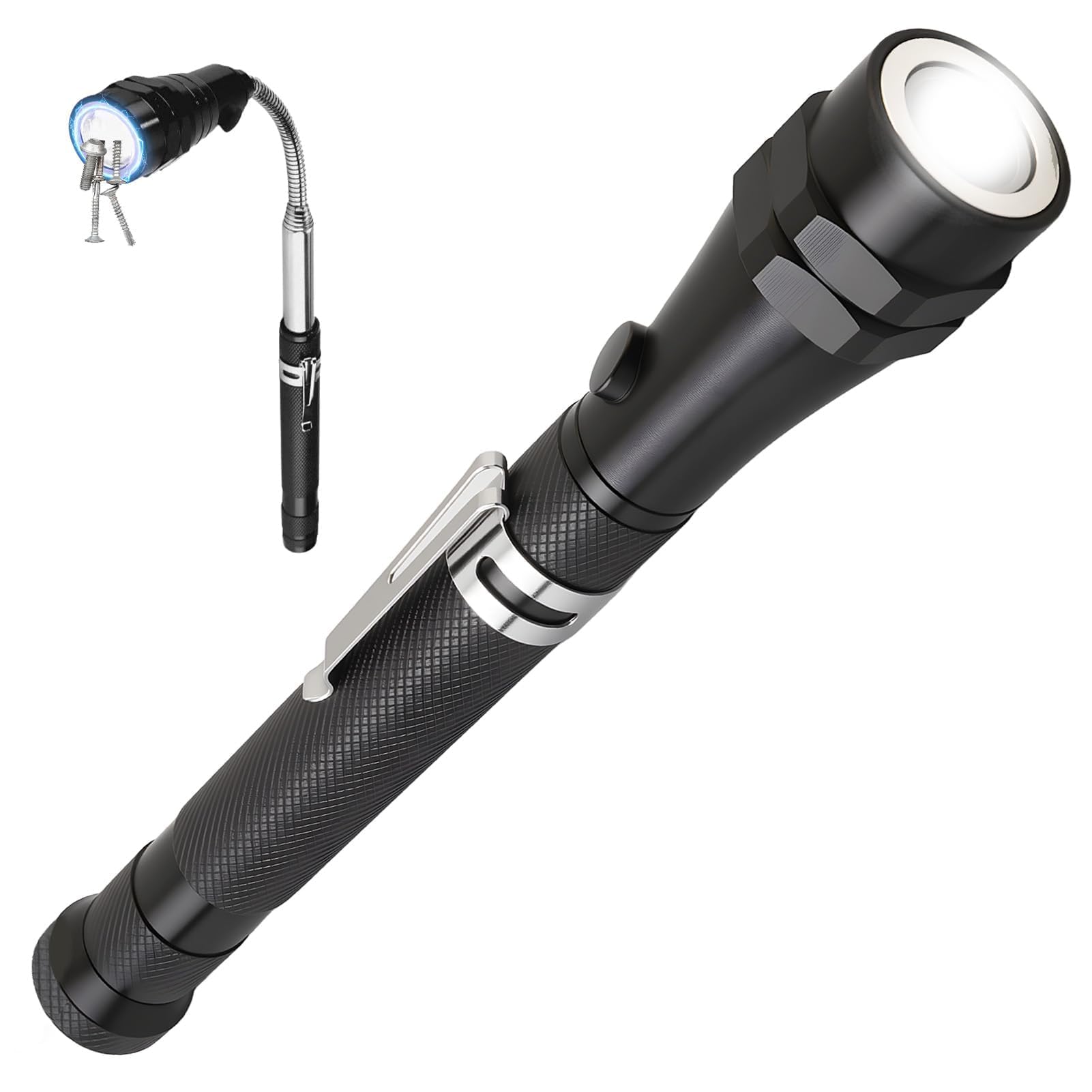 Telescopic Magnetic Pickup Tool with Light, 17-57cm Telescopic Rod, 3 Bright LED Light Torch Technology Gadgets Birthday Christmas Stocking Fillers Gifts Presents LED Flashlight Gadgets for Men