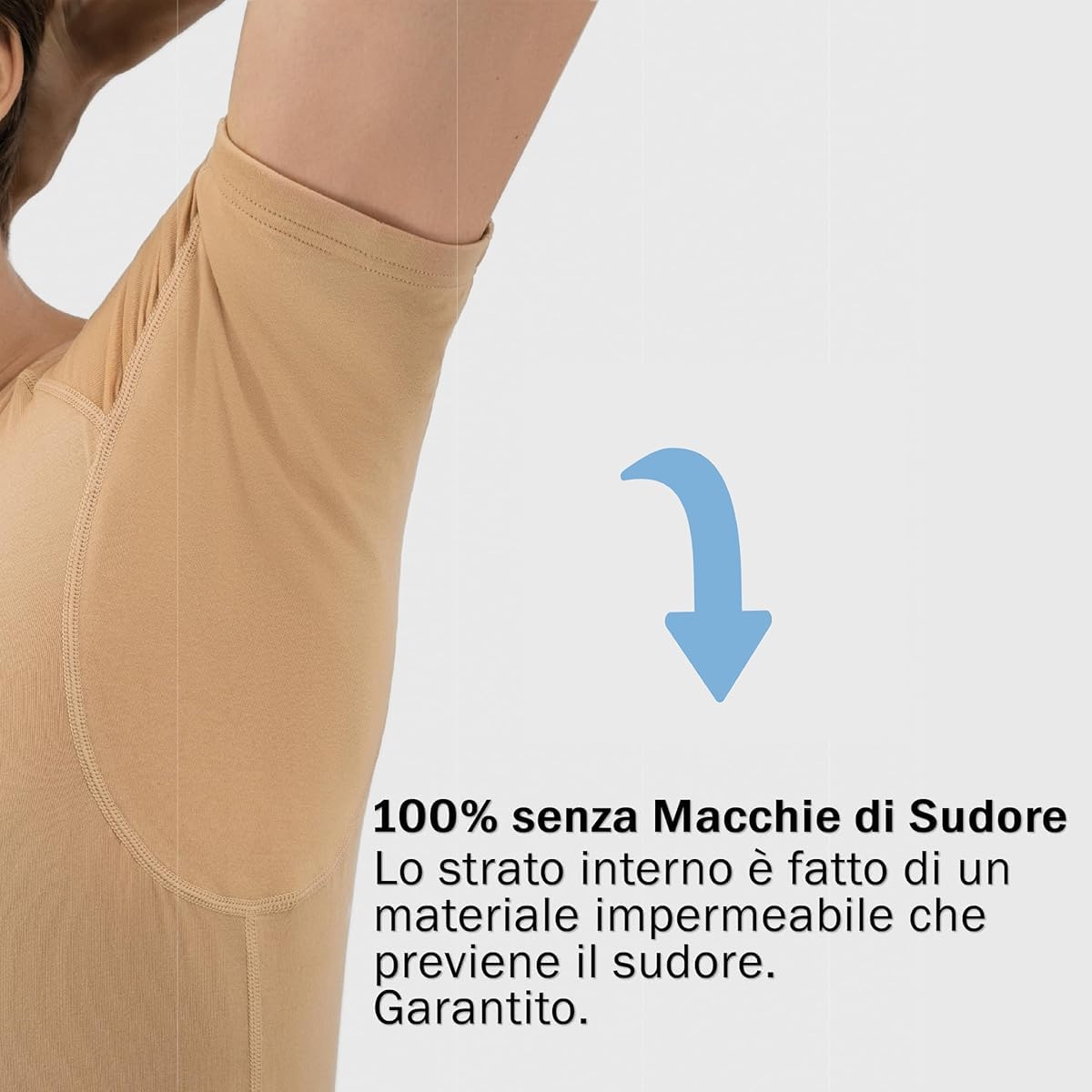 Maglia Anti Sudore - T-Shirt Contro Le Macchie di Sudore - Canotta Antisudore - con ArmPads PRO e Trattamento Silver - Uomo - Scollo a V Profondo