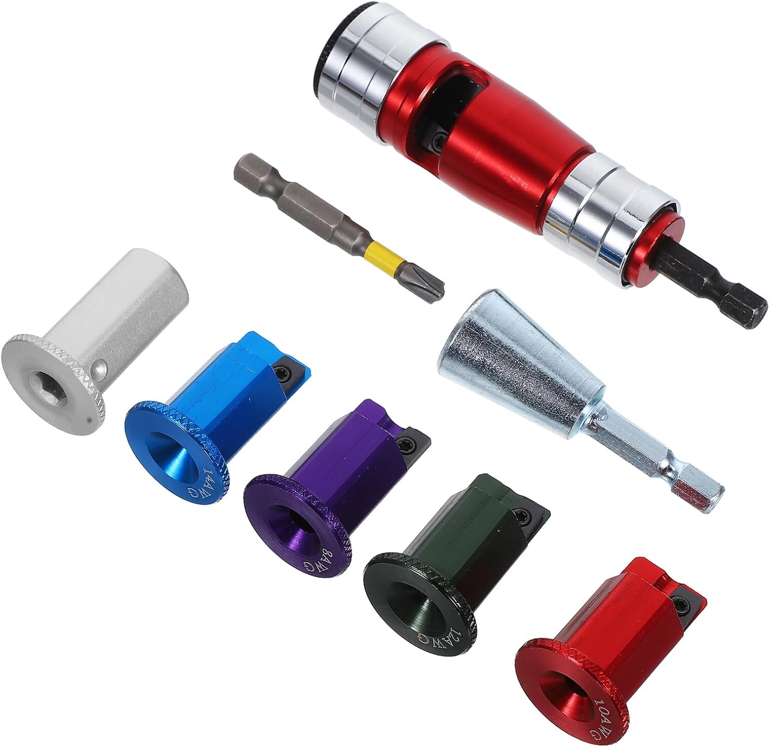 GALPADA Electric Wire Stripper and Twisting Tool Kit Auto Wire Stripper for Drill 8pcs Set with Plastic Case Standard Version for Electricians and Home Wiring