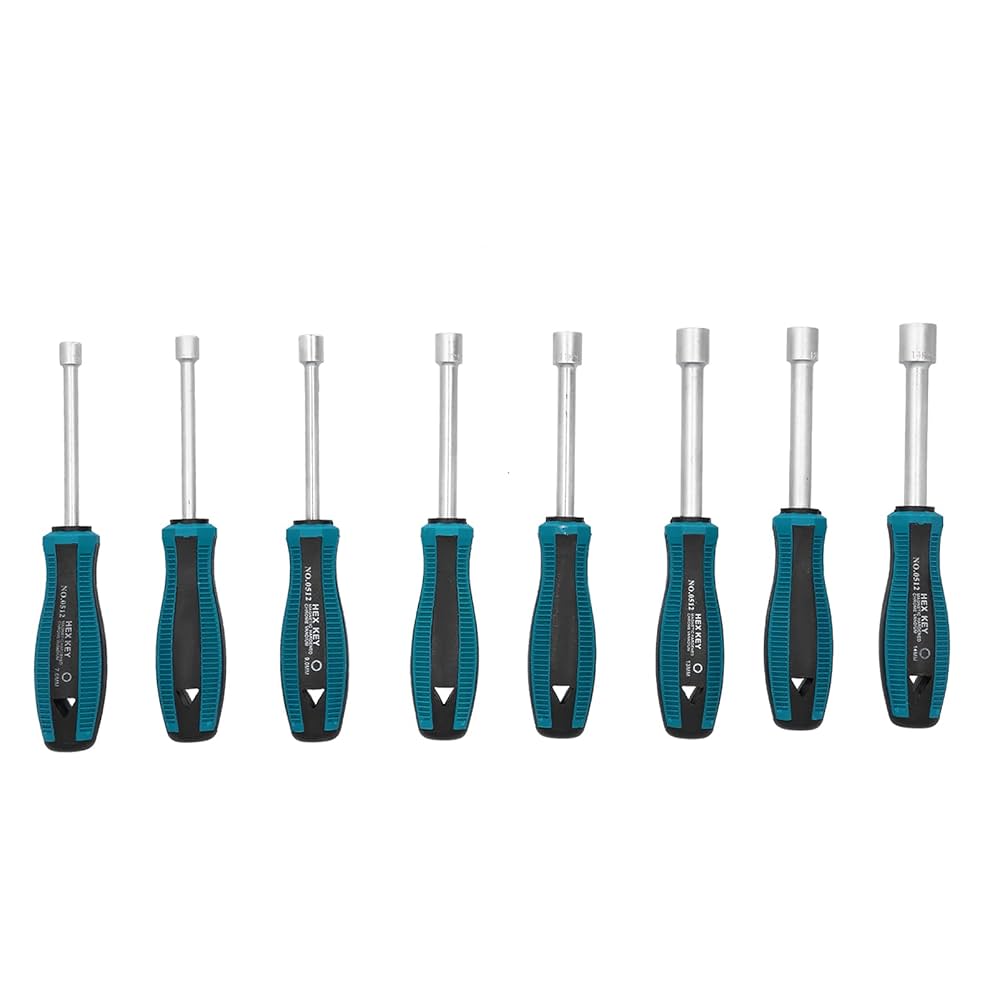 クロームバナジュウム鋼　六角ソケット・ビットドライバーセット Amazon | 六角ナットドライバーセット 8個 7mm-14mm クロム