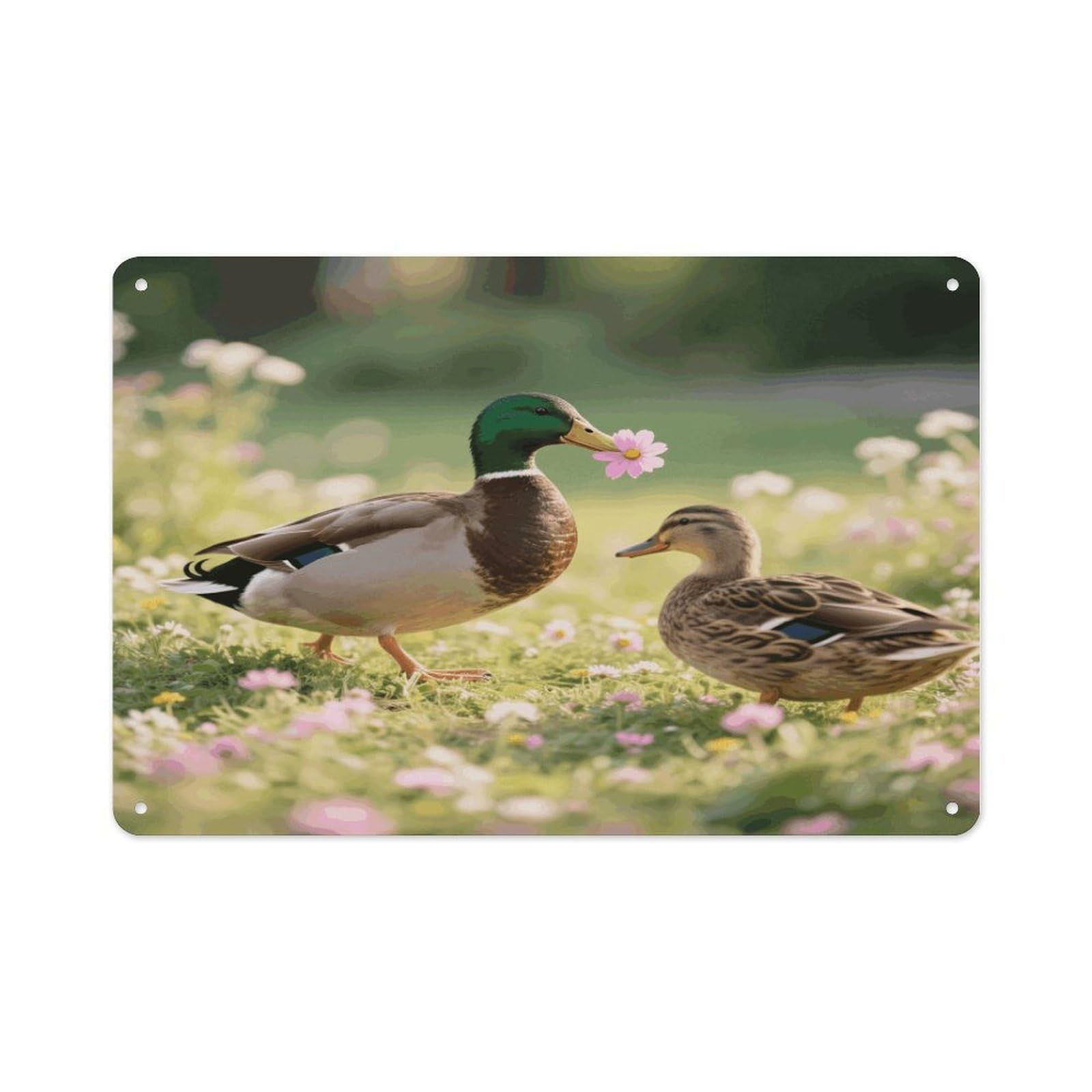VstaDank Funny Ducks Wall Art Prints Metal Sign Decor Painting Aluminum Wall Hanging Decor Vintage Poster Sublimation Picture Panel Weatherproof Art Decorative Wall Decors