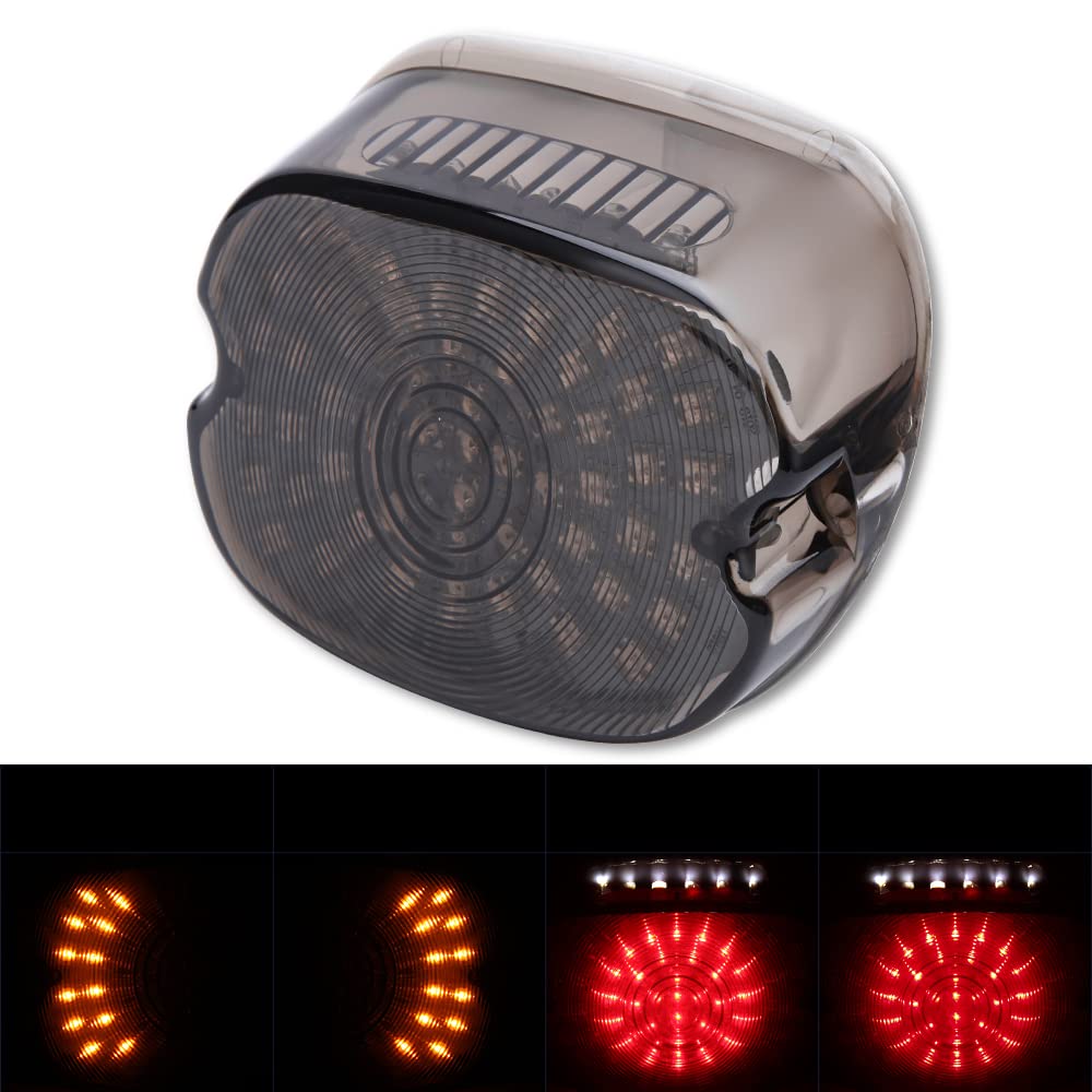 Motorrad Rücklicht LED Rauchlinse Rückleuchte mit Bremsblinker und Kennzeichenleuchte für Sportster 883 1200 Dyna FXDL Electra Glides Road King.