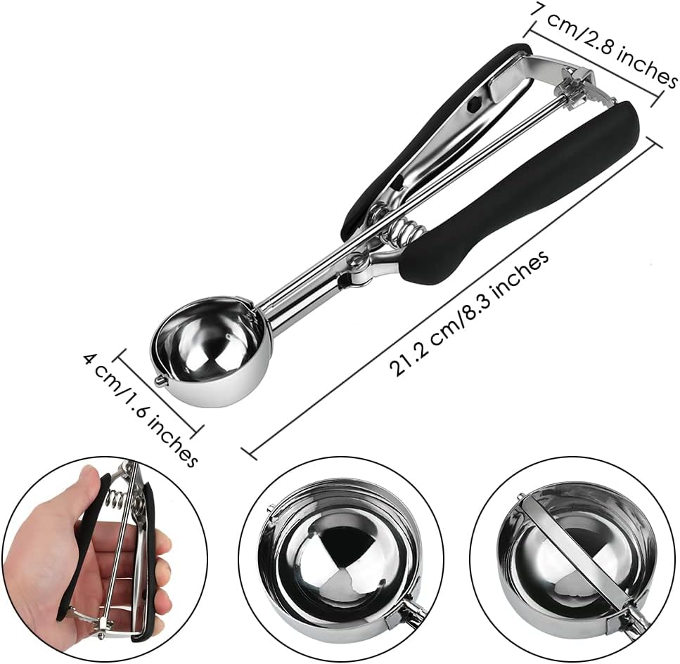 Small Cookie Scoop #50-1.28 Tablespoon Scoop - Ice Cream Scoop,Stainless Steel with Rubber Handles