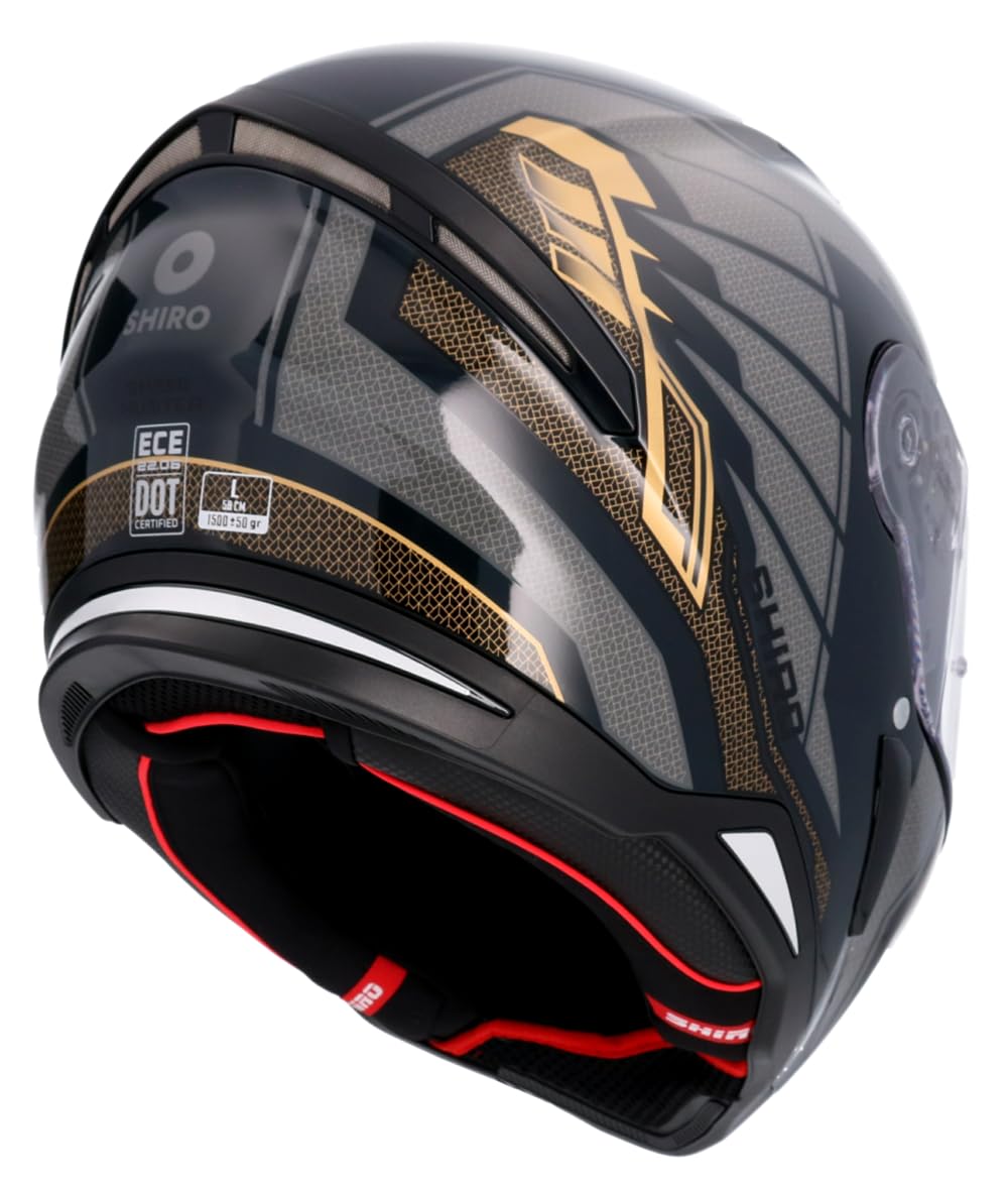 Shiro Helmets Casco Hunter Edge Negro y Dorado Totalmente Homologado (XL 61/62)
