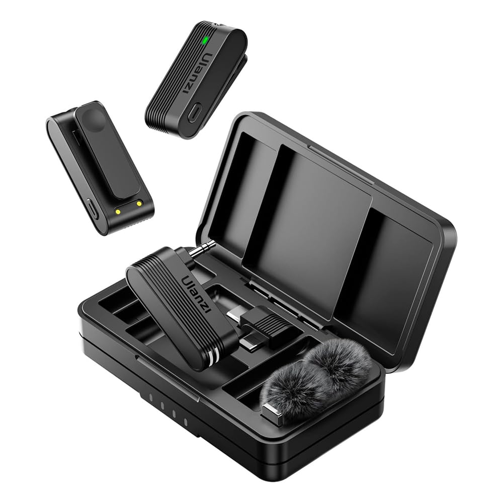 HollyWave Microfone Sem Fio A100 USB-C Lapela para Android Preto, Ideal para Gravações