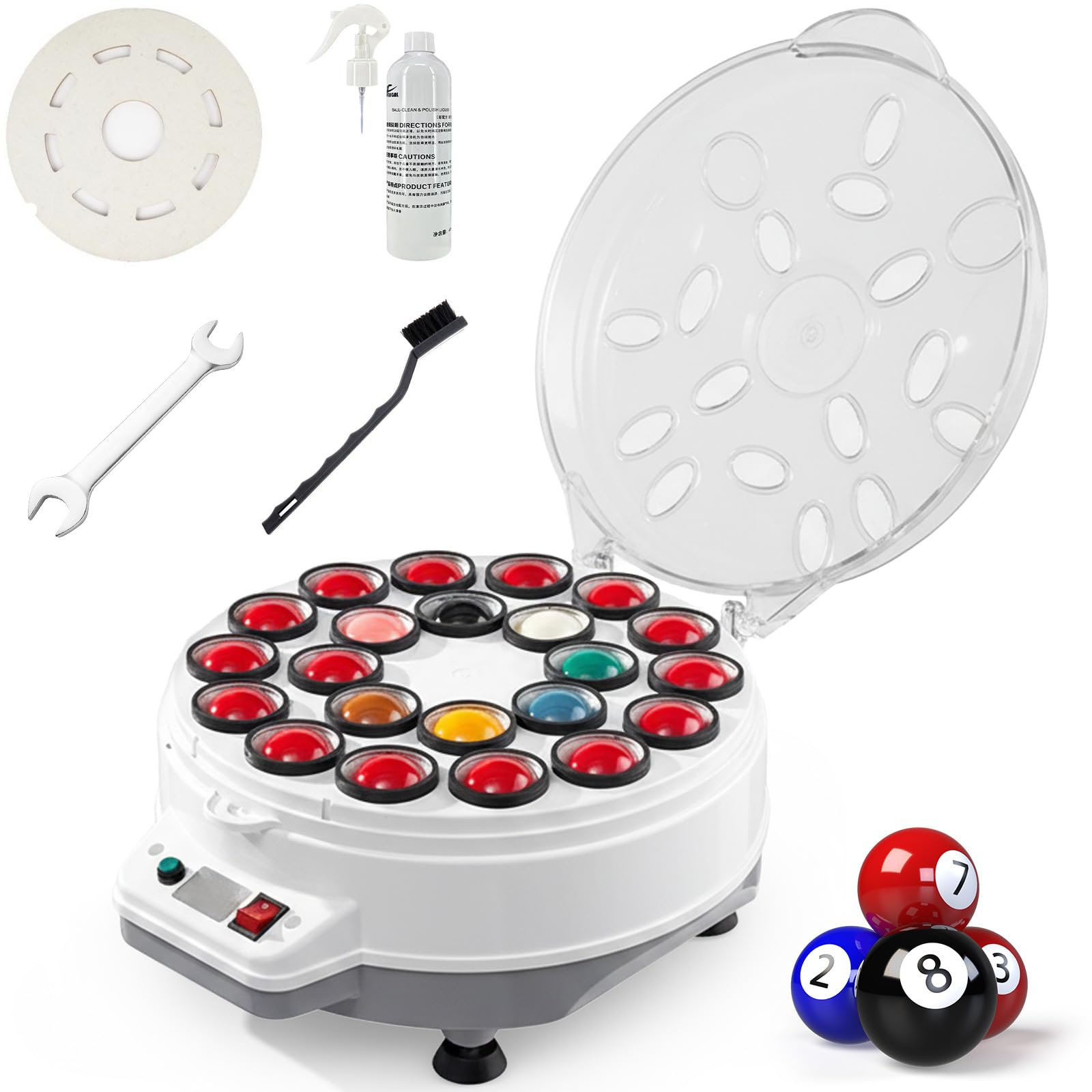 Poolball-Reiniger, Automatischer Poolball-Polierer, Elektrischer Pool-Ballreiniger-Poliermaschine, 1000 RPM, Leise & Effizient, für 22 Billard- und Snooker Bälle