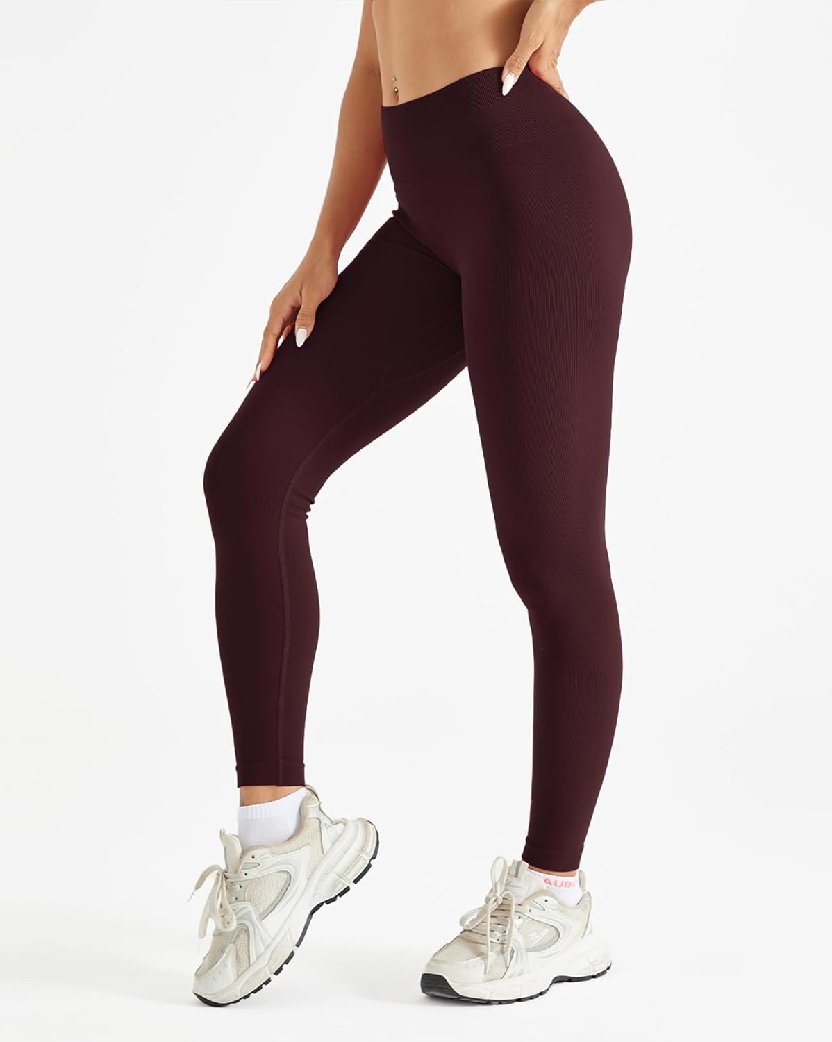 AUROLA Power Workout Leggings for Women Tummy Control Squat Proof Ribbed Thick Seamless Scrunch Active Pants