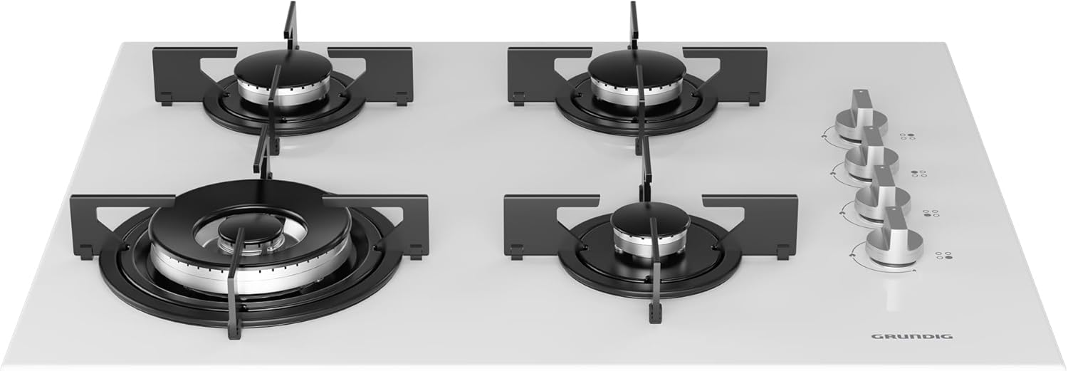 Өнцөг дээд view of the Grundig GIGL 622410 built-in glass hob, highlighting the burner grates and control panel.