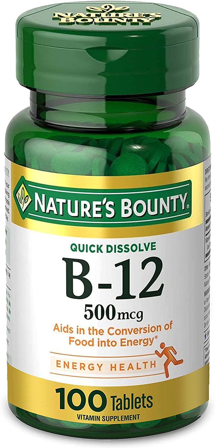 Nature's Bounty Vitamin B-12 500 mcg, 100 ea(Pack of 3) Cherry 100 Count (Pack of 3)