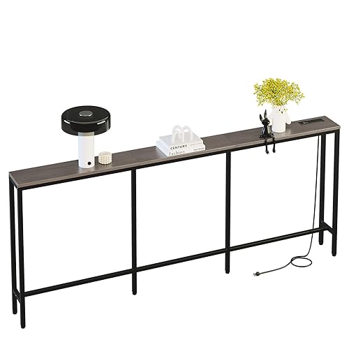78.7" Behind Couch Table with Fast Charging Station, 7.1" Narrow
