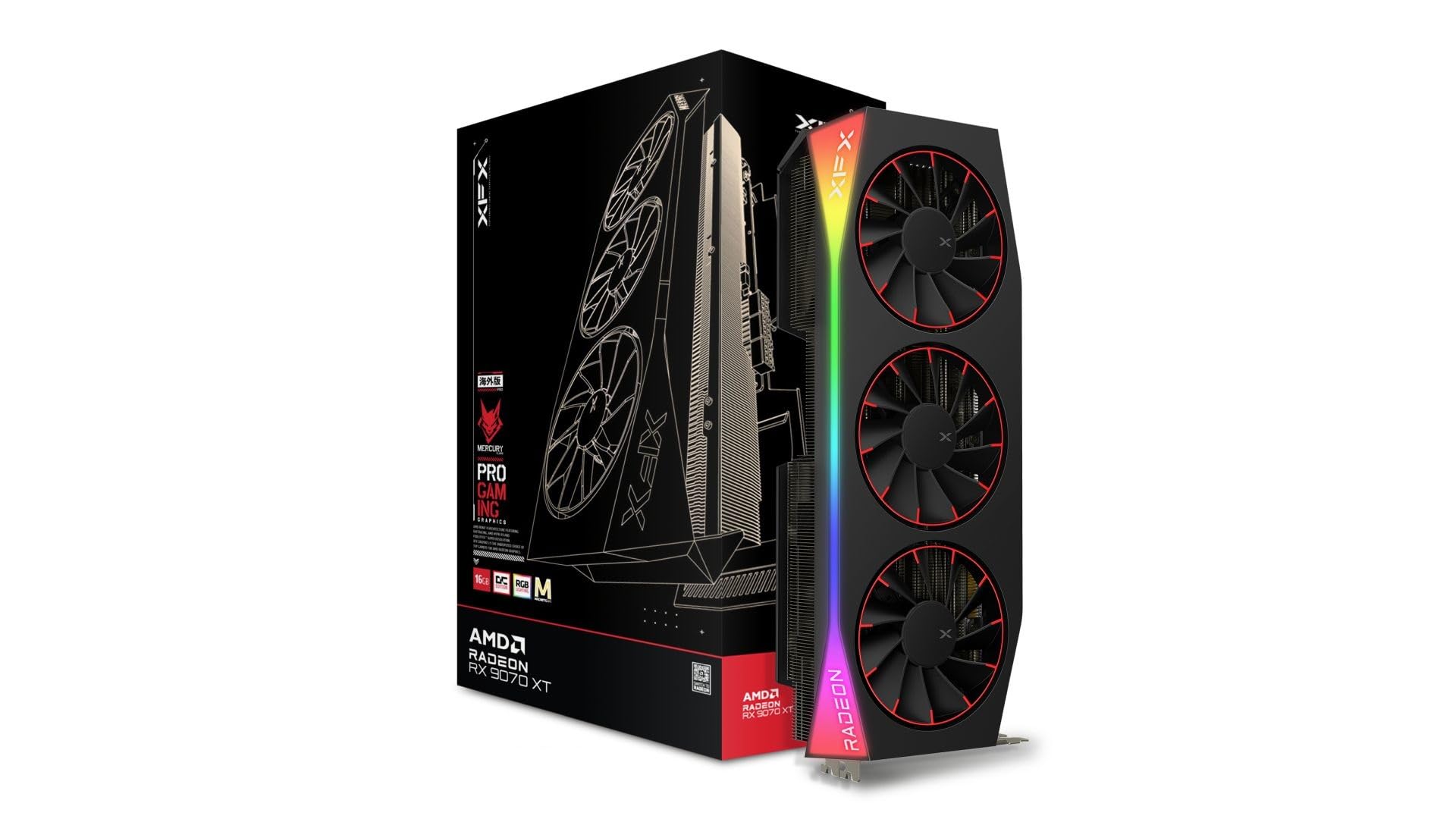 XFX Mercury AMD Radeon RX 9070XT OC Magnetic Air Edition with RGB 16GB GDDR6 HDMI 3xDP AMD RDNA