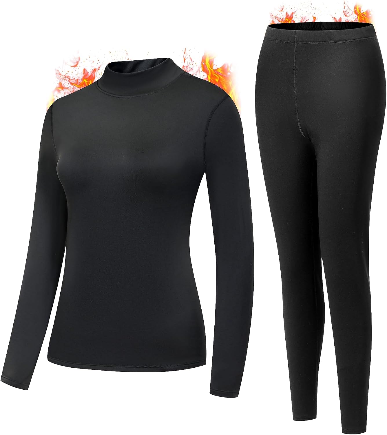 JZCreater Women Thermal Underwear Set, Long Johns Base Layer Top & Bottom, Women Soft Pajama Set for Cold Weather