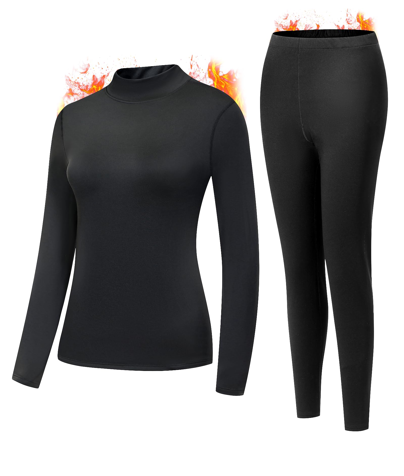 Thermal Underwear for Women, Soft Long Johns Base Layer Top &amp; Bottom Set