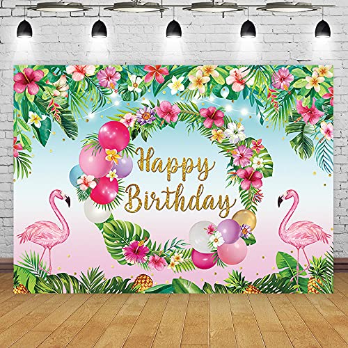 Maijoeyy 7X5Ft Summer Flamingo Backdrop Tropical Backdrop For Birthday Party Pineapple Flowers Glitter Aloha Hawaiian Backdrop For Photography Luau Party Decoration #TOP3