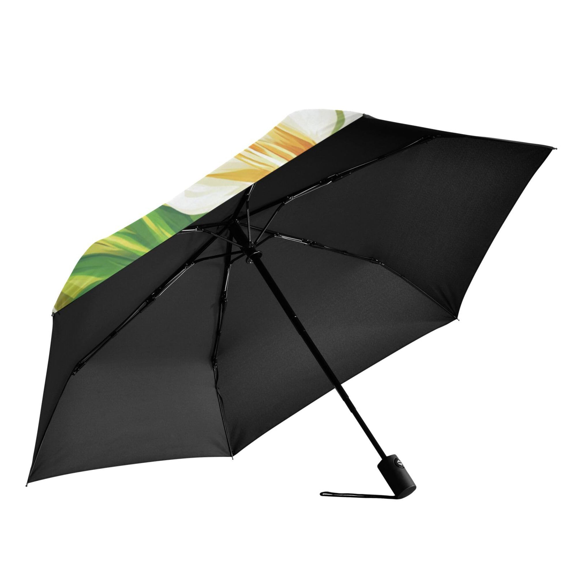 JUNZAN Easter Lily Happy Easter Travel Umbrella 39 Inch Compact Automatic Open Close Mini Umbrella for Girls Outdoor Defence Accessories