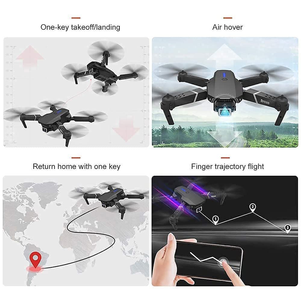 Foldable FPV Drone with 4K WiFi Camera for Adults and Kids Gesture Control RC Quadcopter with 2 Batteries Auto Hover Sensor Carrying Case (Black)