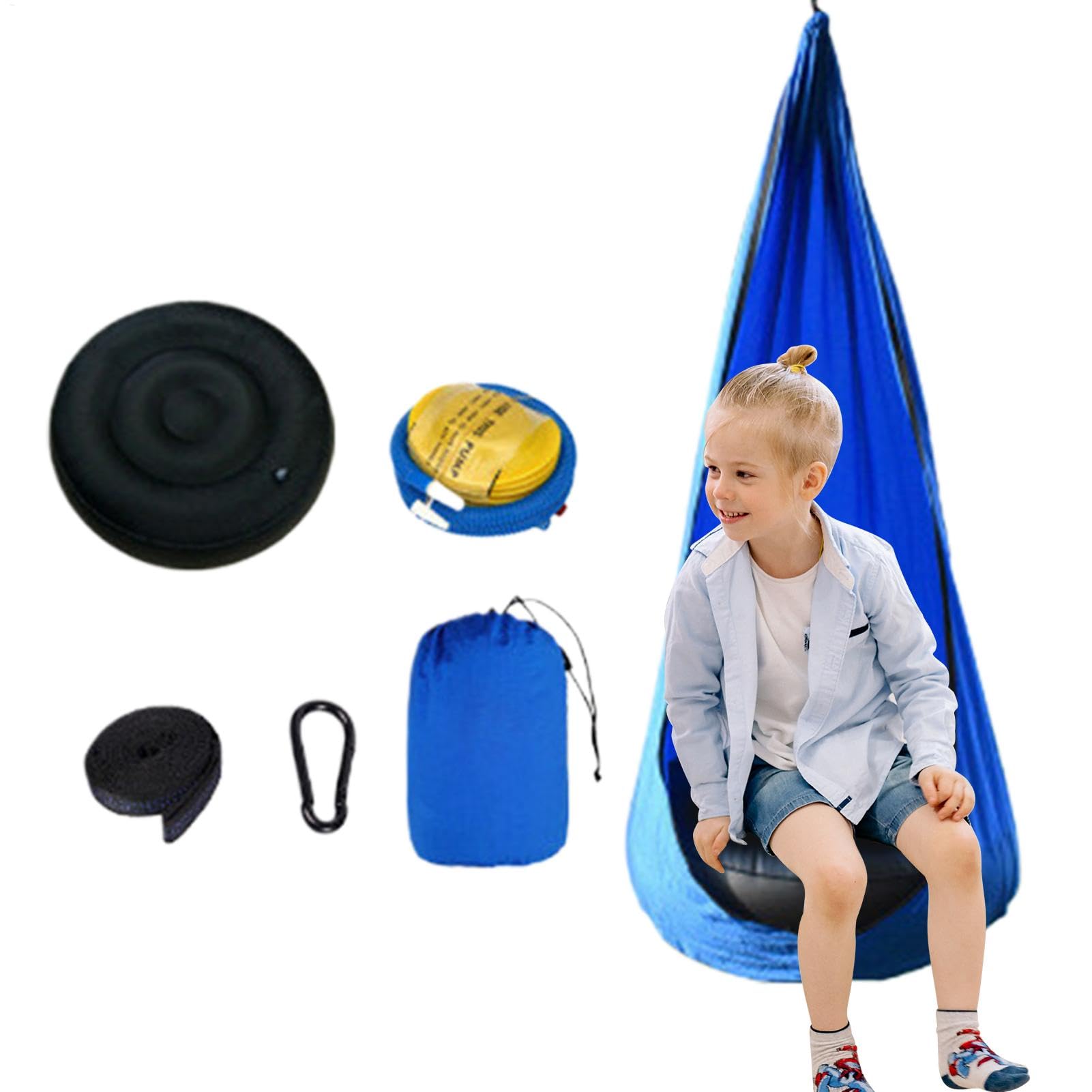 Huśtawka dla dzieci, sensoryczny fotel hamakowy, huśtawka dla dzieci, obracana o 360 stopni, łatwa instalacja i przechowywanie, 140 x 70 cm, do relaksu wewnątrz i na zewnątrz, metoda leczenia
