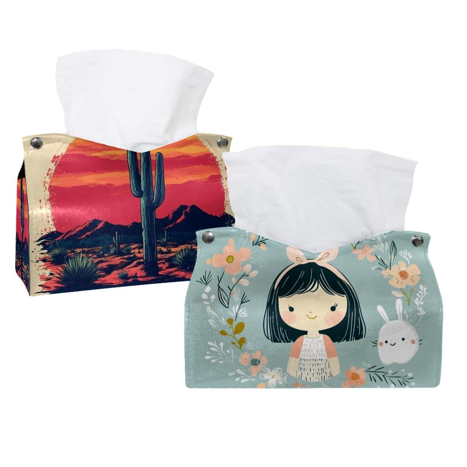 Boîte à mouchoirs en cuir chic design Hello Spring pour coiffeuse