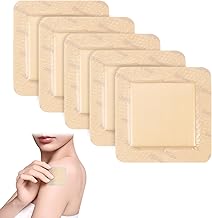 5PCS Silicone Foam Dressing 5x5cm Wound Dressing with Border Adhesive Waterproof Central Ultra Absorbent-Foam (1.7X 1.7Inch) Square Waterproof Silicone Wound Bandage