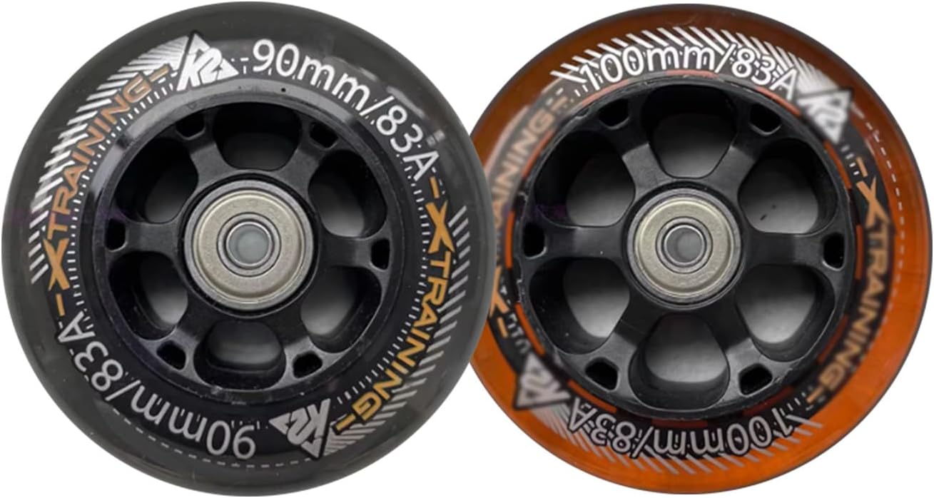 Roller Skate Wheels Outdoor/Indoor 90mm 100mm Inline Roller Skate Wheels 83A with Bearing (4-Pack) Wheel Replacement