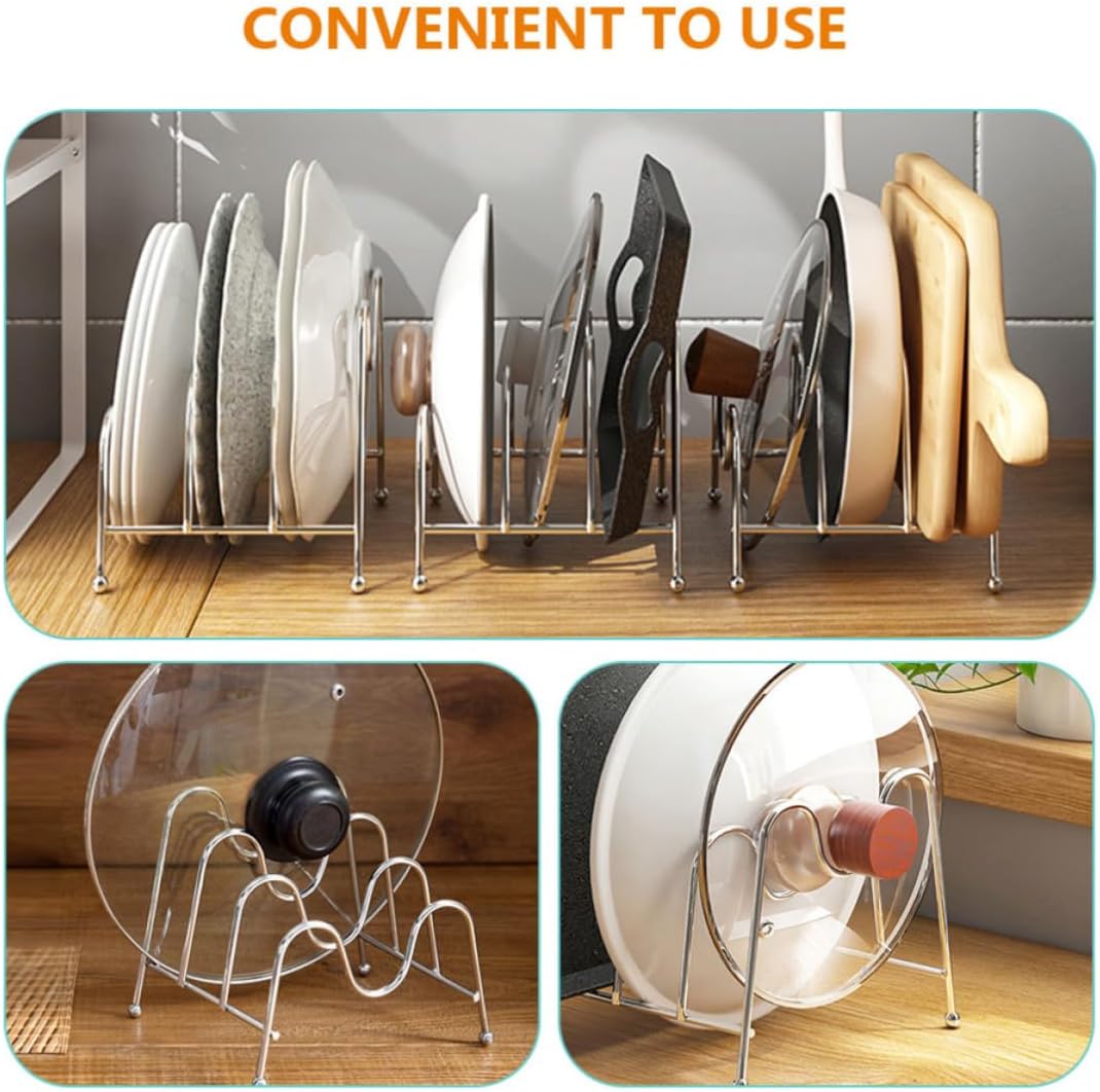 ARTIBETTER Silver Iron Wire Pot Lid Rack for Countertop Shelf Utensils image 3