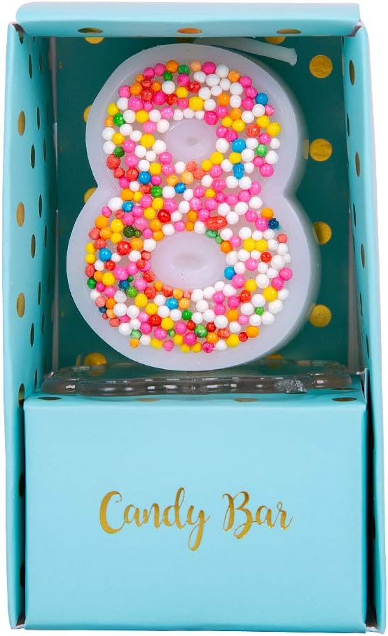 Sweety Colorful Candy Number Cake Topper Candle for Brithday Party Baby Shower and Wedding Party Supplies Favor (Eight)