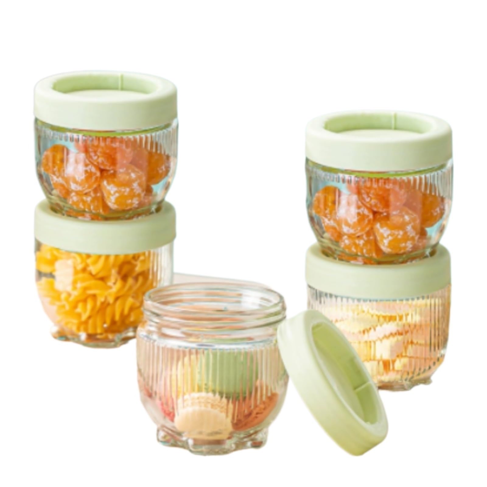 AMULONG Sweet Jars Apothecary 6 Packs Glass Jar With Lid Cat Paw Base Airtight Container For Candy Jars for Crafting