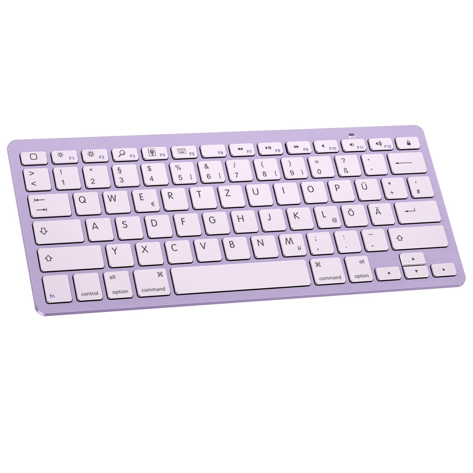 OMOTON deutsche Bluetooth Tastatur für iPad 10.9/10.2/9.7, Air 6/5/4/3, Pro 13/12.9/11/10.5 und iPhone 17/17 Pro, iPad Tastatur mit QWERTZ Layout, Tragbare Kabellose, Lila​