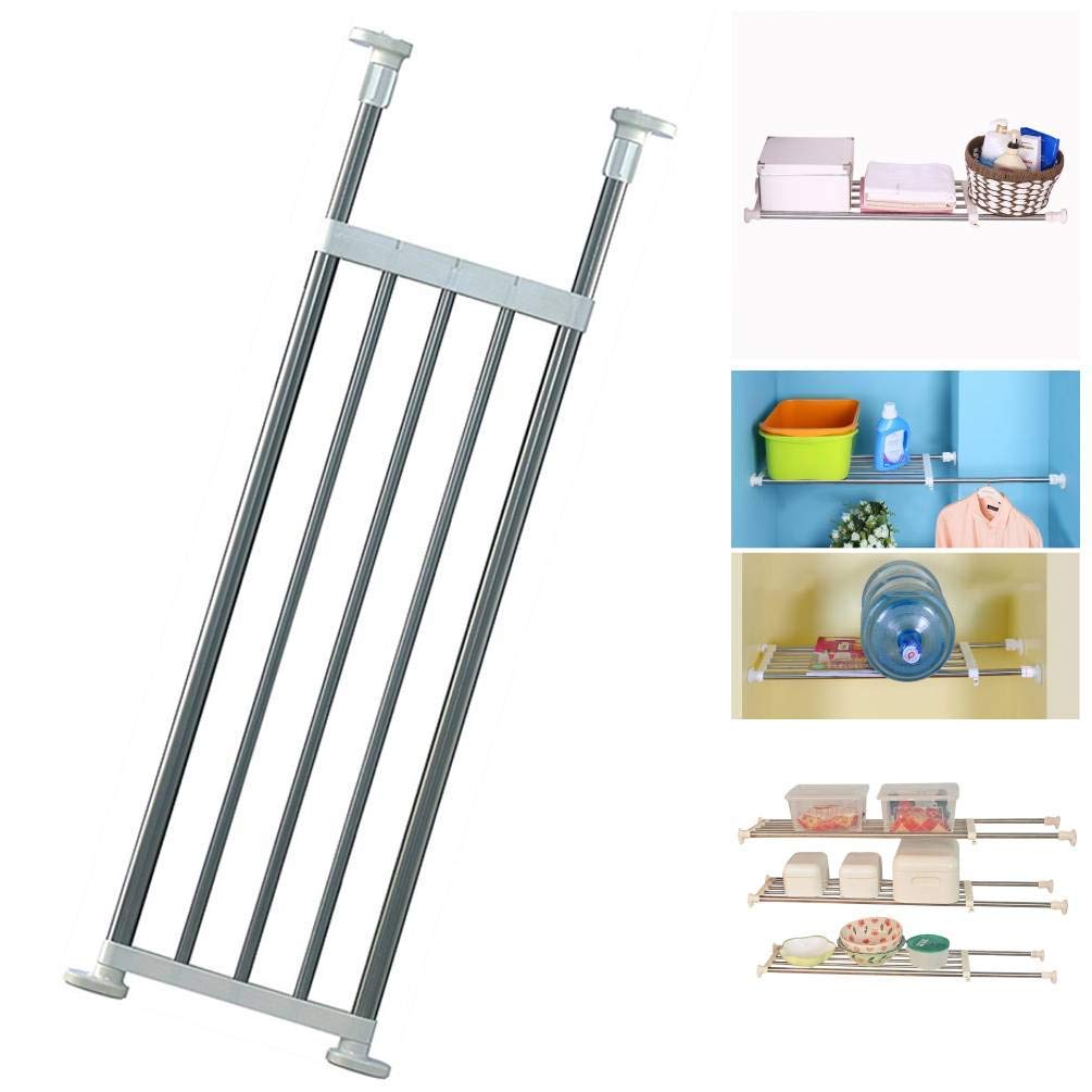 BAOYOUNI Expandable Closet Tension Shelf Rod Organizer
