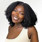 Black Kinkycurly 4c Edge Wig Human Hair 4x4 HD Lace Afro kinky closure Wig for Balck Women Lace Pre Cut Glueless Wigs 210% Density 16 inch kinky natural wig