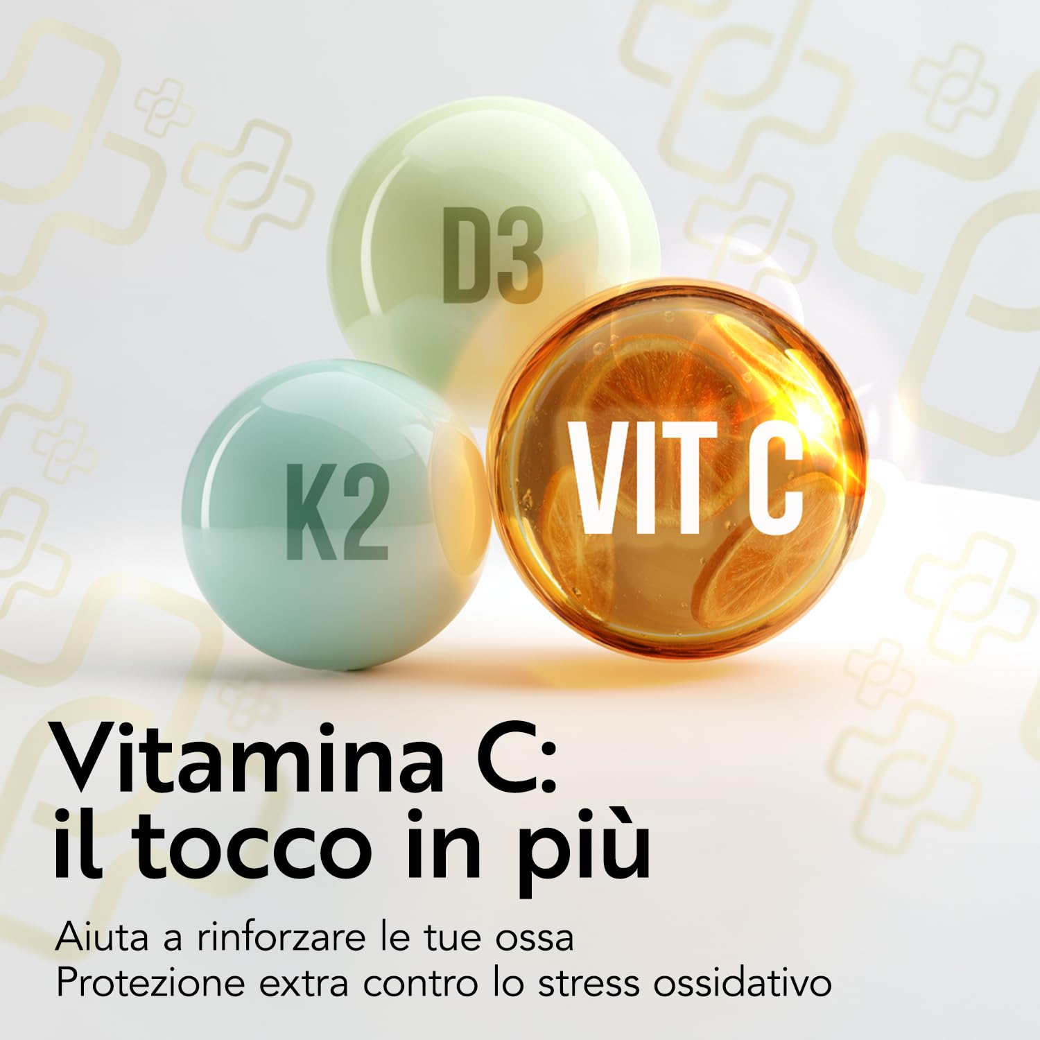 Vitamina D3 K2 Mk7 Con Vitamina C PiùLife – 200 Compresse – 1 Al Giorno, Vit D3 2000 UI, K2 200µg – Sostiene ossa forti, difese naturali e l’equilibrio di calcio e fosforo