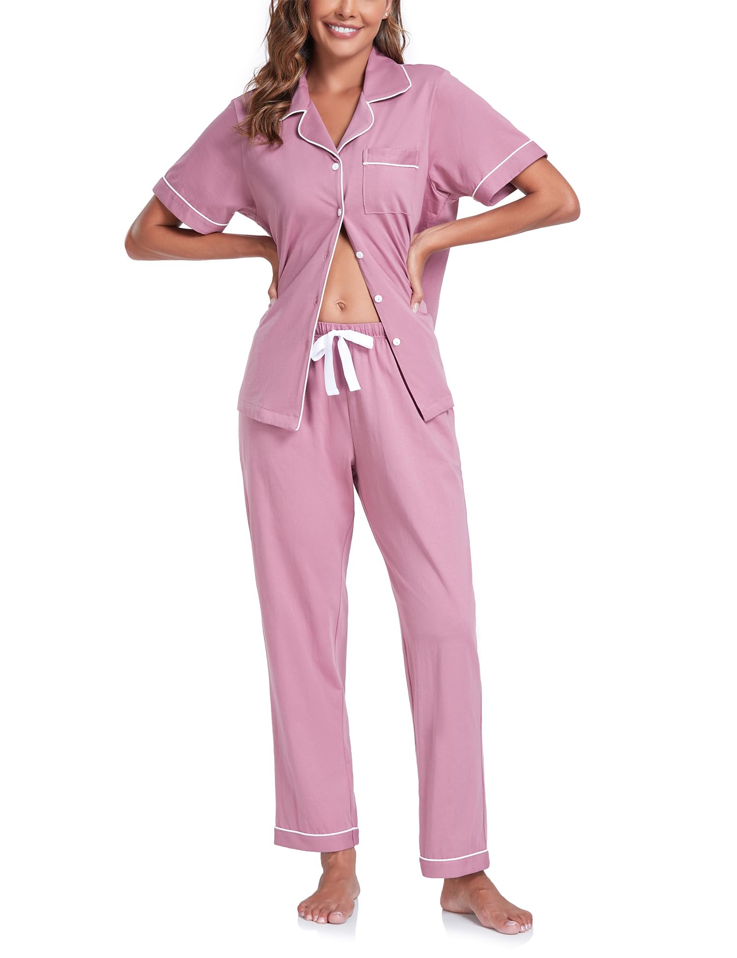 COLORFULLEAF Women's 100% Cotton Pajamas Set