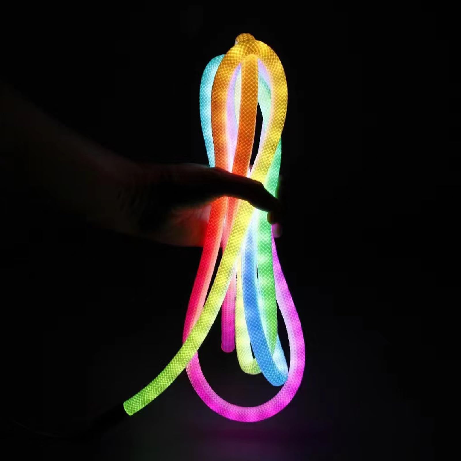 Tira LED de neón USB RGB+IC, 5 m, Bluetooth Neon LED Strip RGBIC regulable banda LED exterior IP65 resistente al agua, 50 LED/M, control por aplicación, iluminación de 360°, tira LED para exterior e