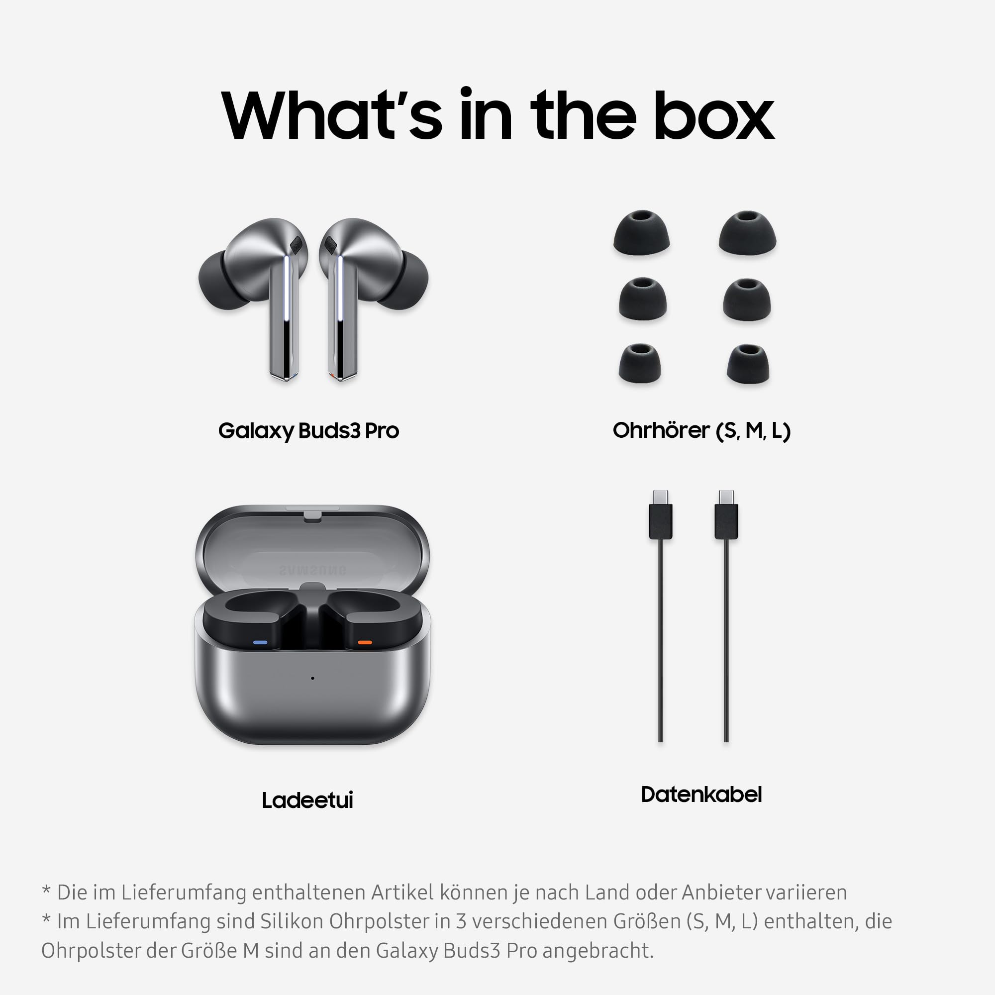 Samsung Galaxy Buds3 Pro bezprzewodowe słuchawki Bluetooth, aktywna redukcja szumów (ANC), adaptacyjna redukcja szumów, dźwięk 360, słuchawki douszne z dźwiękiem Hi-Fi, srebrne