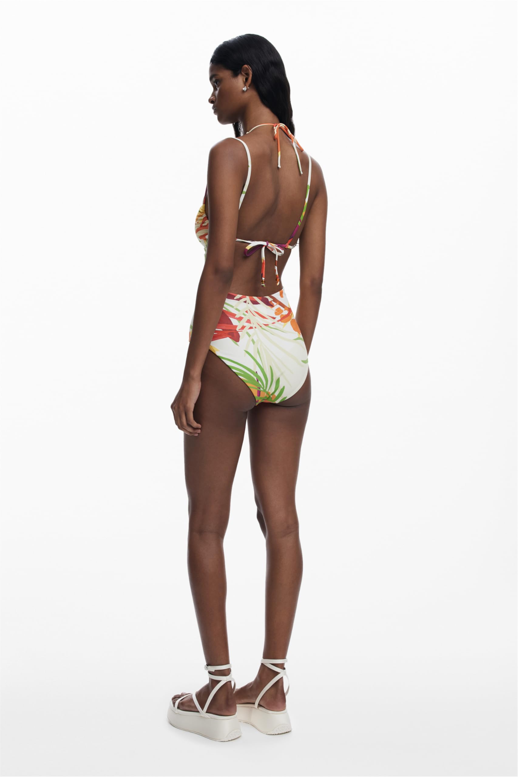 Desigual Swim_Belize Tropi jednoczęściowy strój kąpielowy damski, biała, M