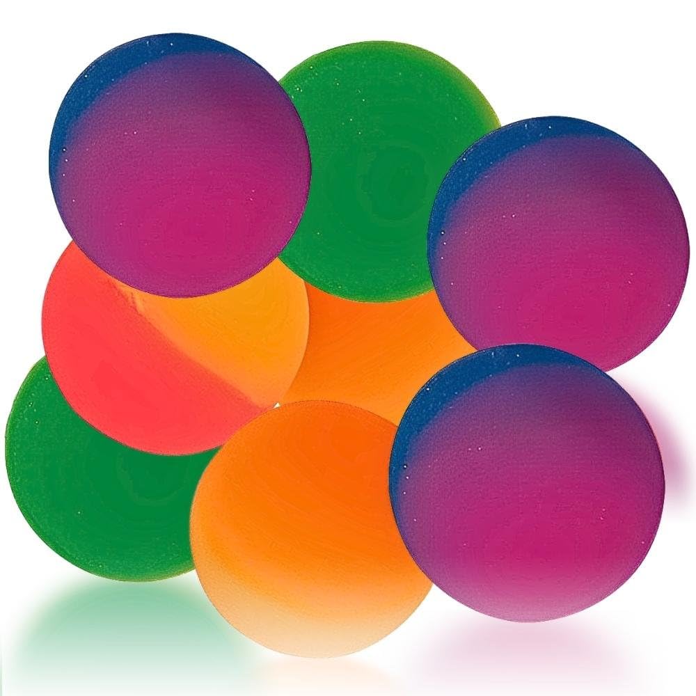 Unique Two-Toned Party Bounce Balls - 1.3" | Assorted Colors | 8 Pcs