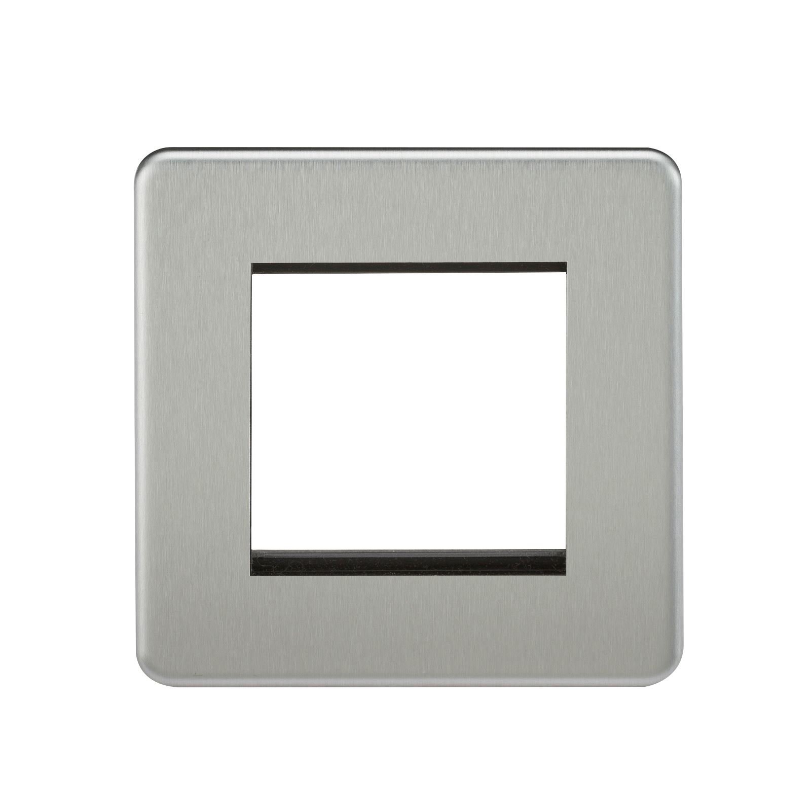 Brushed Chrome Screwless 2G Modular Faceplate