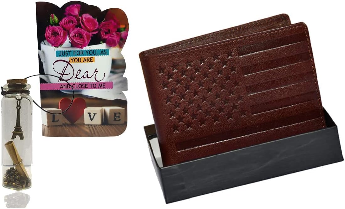 Saugat Traders Happy Valentine's Day Gift for Boys & Husband - Men's Wallet with Small Greeting Card & Small Message Bottle - Birthday Gift | Anniversary Gift