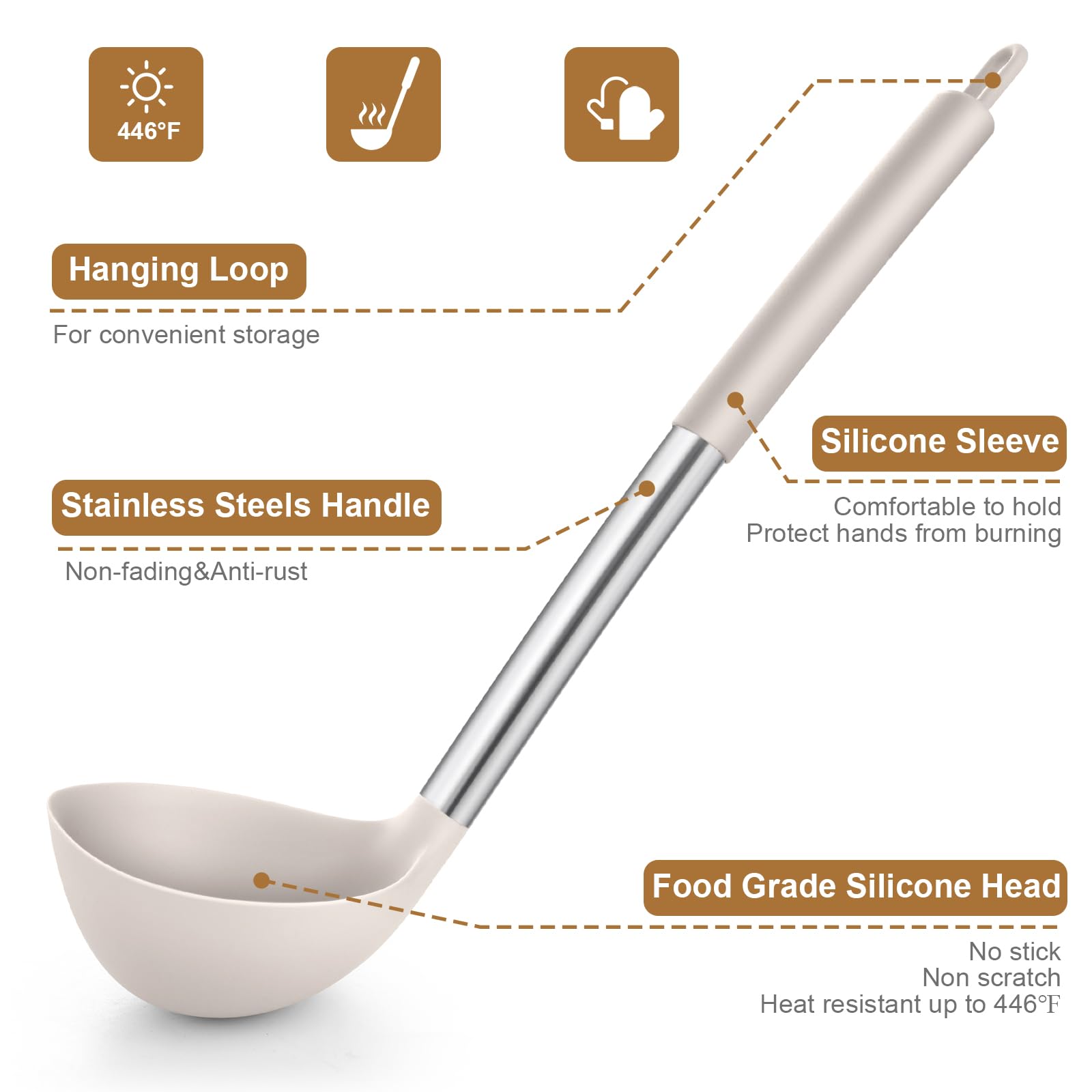 LIANYU Juego de 15 utensilios de cocina con soporte, herramientas de cocina de silicona con mango de acero inoxidable, dispositivos resistentes al calor, espátula, cuchara y batidor para utensilios de